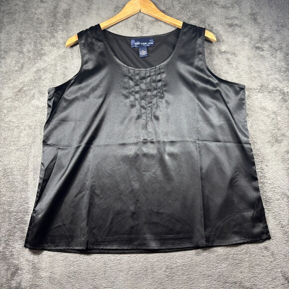 Susan Graver Lace Tunic Top & Shell Button Front Party Formal Black XL L164 - Picture 7 of 13